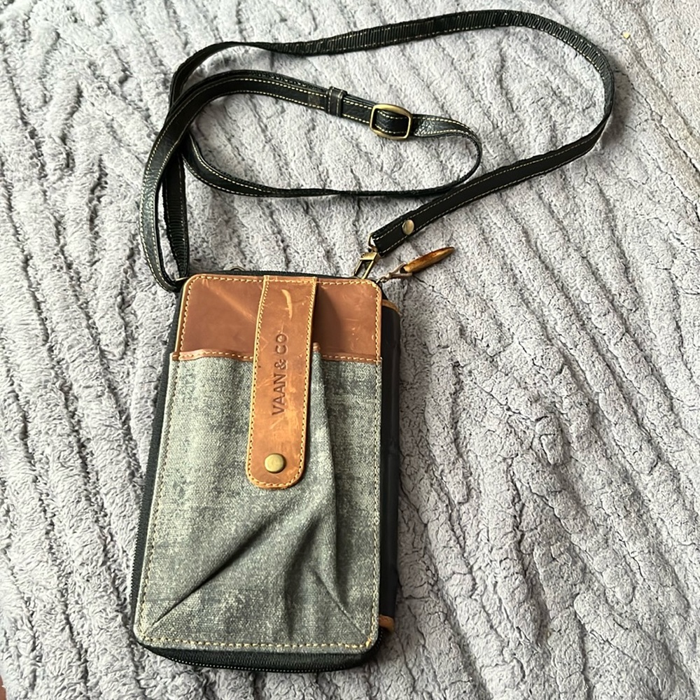 Gray and Brown Women's Crossbody Bag